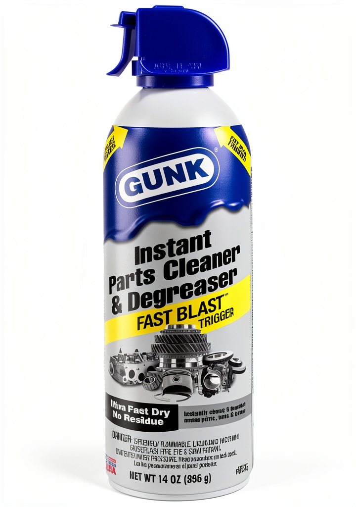 Technician applying Gunk engine degreaser to a car engine