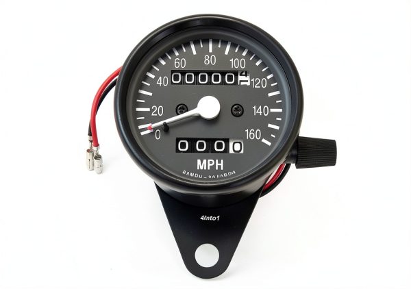 Universal Black Mini Speedometer for Cafe Bikes by 4into1-0