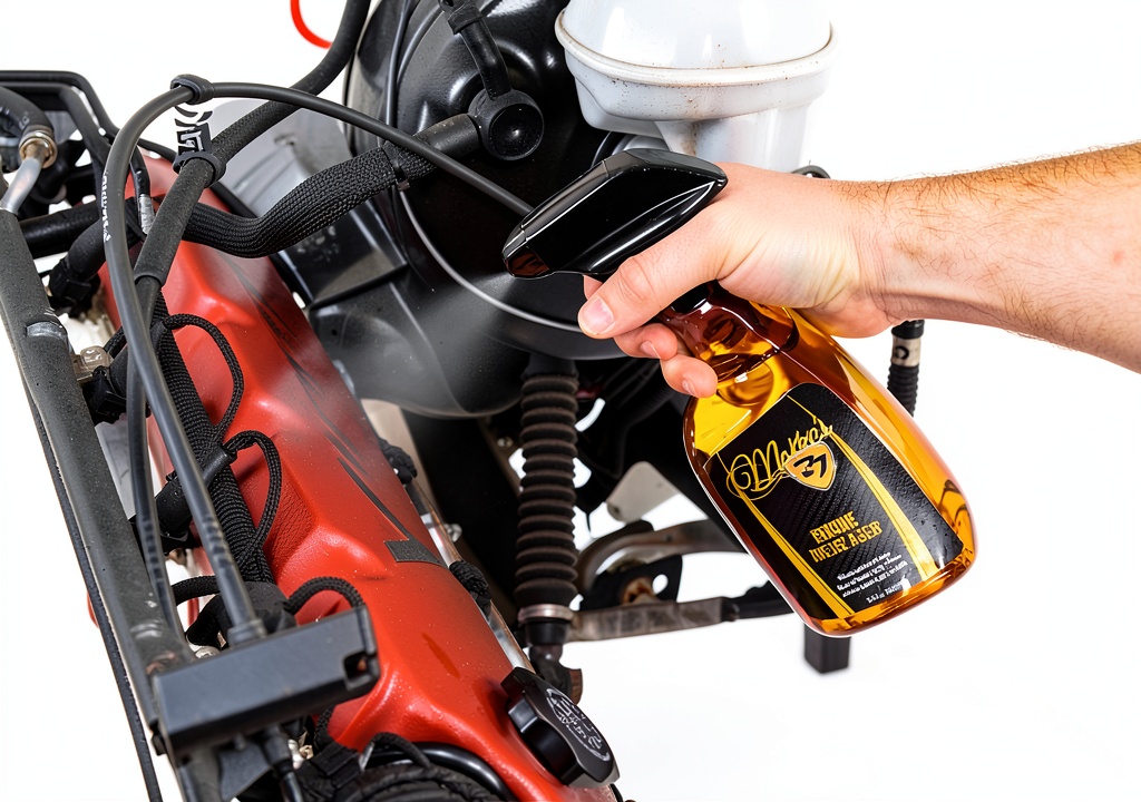 Mechanic spraying McKee's 37 Engine Degreaser on a car engine