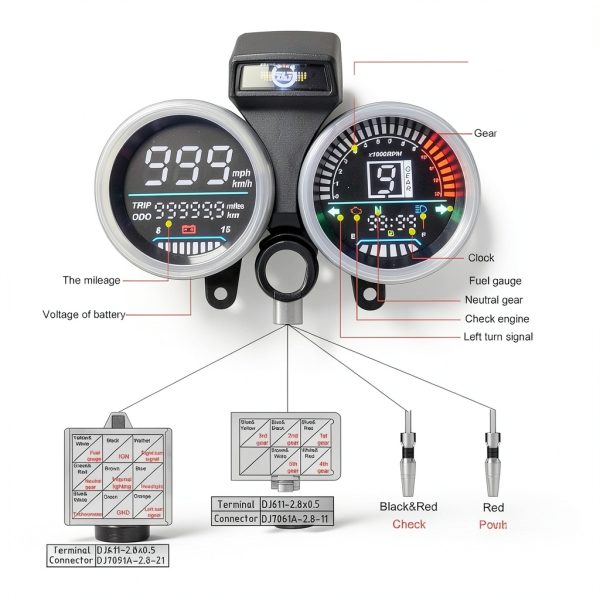 Motorcycle Speedometer MAIMEIMI Digital RPM-6