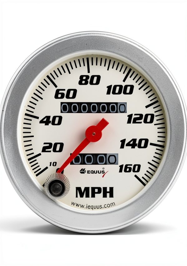 Equus Speedometer 3-3/8" White Aluminum 160MPH-0