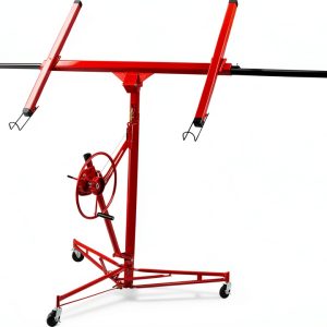 Drywall Lift 22FT Heavy Duty, 150lb Capacity Sheetrock Hoist with Telescopic Arm & Locking Wheels, Steel Panel Lifter for Ceiling Installation, One-Person Drywall Tool for Construction, Remodeling-0