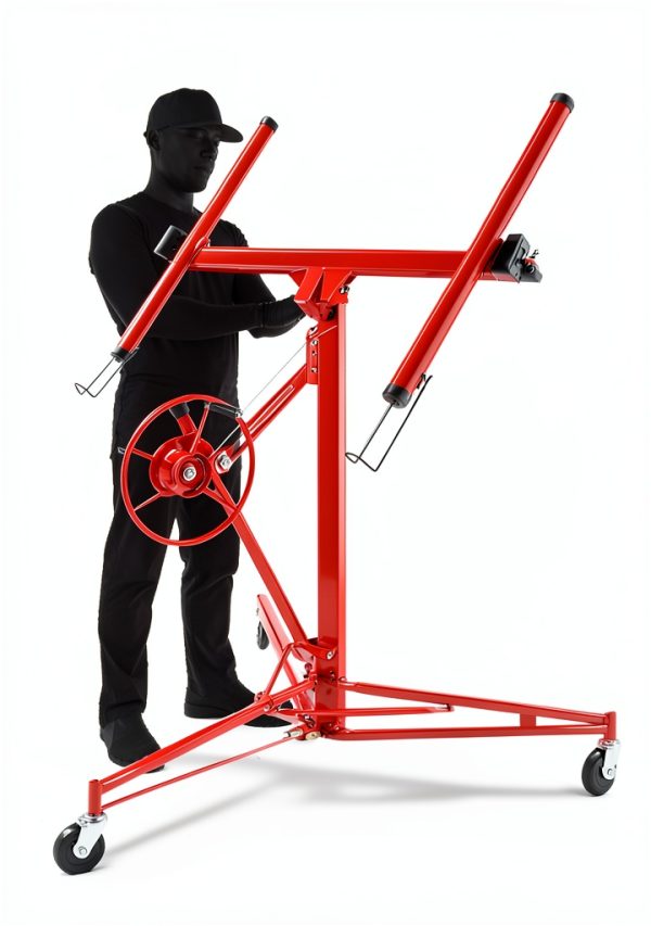 Drywall Lift 22FT Heavy Duty, 150lb Capacity Sheetrock Hoist with Telescopic Arm & Locking Wheels, Steel Panel Lifter for Ceiling Installation, One-Person Drywall Tool for Construction, Remodeling-4