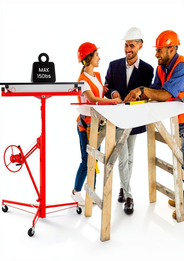 Drywall Lift Elevon 11FT Panel Hoist Jack 150LB Capacity Red-2