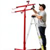 VEVOR 11ft Drywall Lift, Heavy-Duty 150 lbs Sheetrock Hoist with Adjustable Telescoping Arm, Lockable Wheels, Drywall Lifter Panel Jack Hoist Tools Ideal for Ceiling & Wall Installation (Red)-3