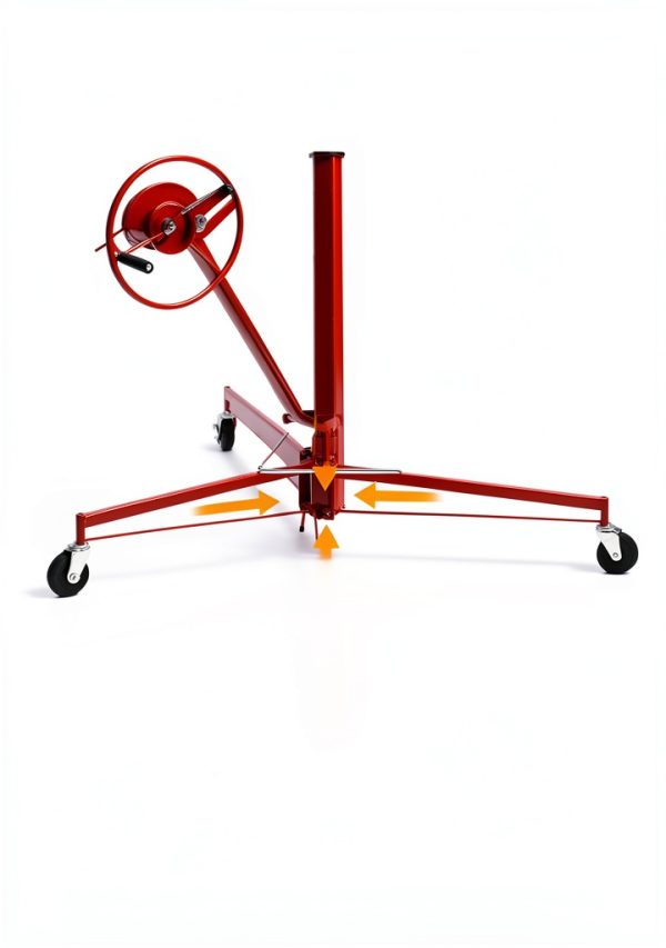VEVOR 11ft Drywall Lift, Heavy-Duty 150 lbs Sheetrock Hoist with Adjustable Telescoping Arm, Lockable Wheels, Drywall Lifter Panel Jack Hoist Tools Ideal for Ceiling & Wall Installation (Red)-4