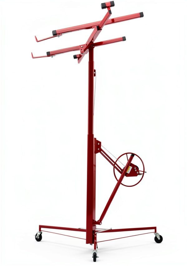 VEVOR 11ft Drywall Lift, Heavy-Duty 150 lbs Sheetrock Hoist with Adjustable Telescoping Arm, Lockable Wheels, Drywall Lifter Panel Jack Hoist Tools Ideal for Ceiling & Wall Installation (Red)-8