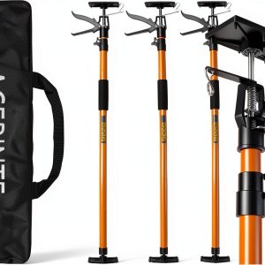 4PK Support Pole, Steel Telescopic Adjustable 3rd Hand Support System, Support Rod, Supports up to 154 lbs Construction Rods for Cabinet Jacks Cargo Bars Drywalls Extends from 49 Inch to 114 Inch-0