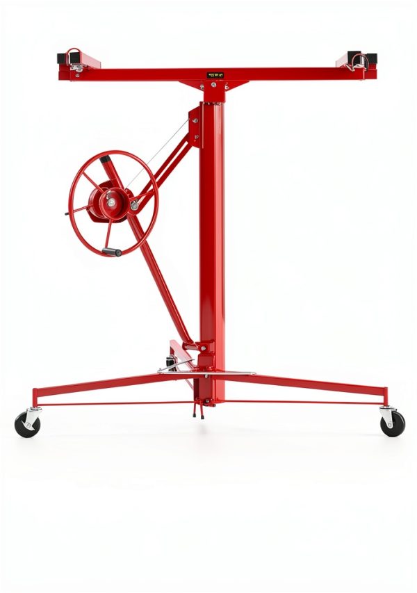 VEVOR 11ft Drywall Lift, Heavy-Duty 150 lbs Sheetrock Hoist with Adjustable Telescoping Arm, Lockable Wheels, Drywall Lifter Panel Jack Hoist Tools Ideal for Ceiling & Wall Installation (Red)-6
