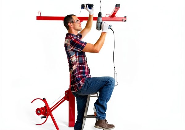 Drywall Lift Elevon 11FT Panel Hoist Jack 150LB Capacity Red-1